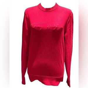 Tommy Hilfiger Women’s Red Embroidered Logo Cotton Pullover Sweater Size Small